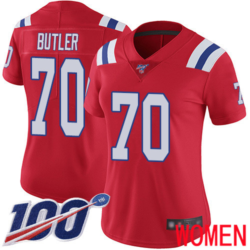 New England Patriots Football 70 100th Season Limited Red Women Adam Butler Alternate NFL Jersey